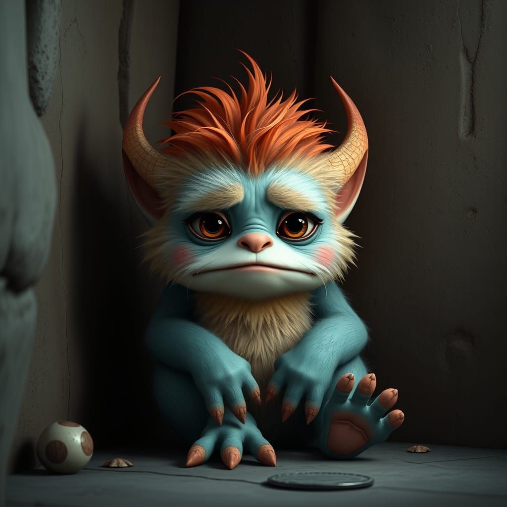 CGI Cartoon Monster in Time Out