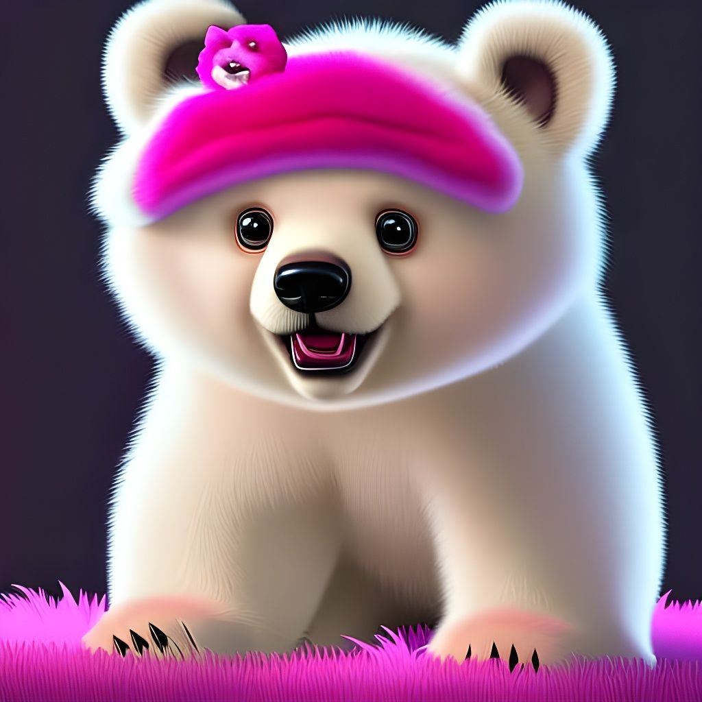 Fluffy Polar Bear Cub in Candy Art Style