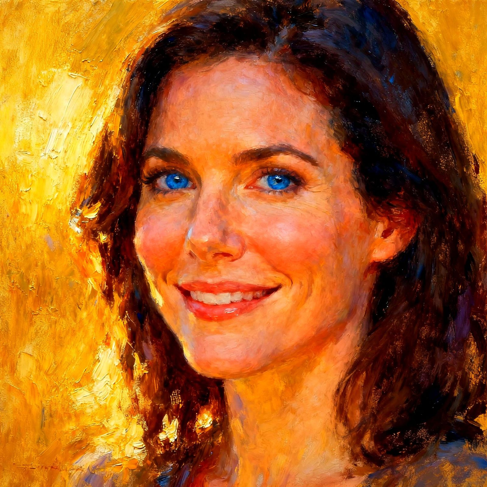 Smiling Lauren Graham Portrait in Impressionist Style
