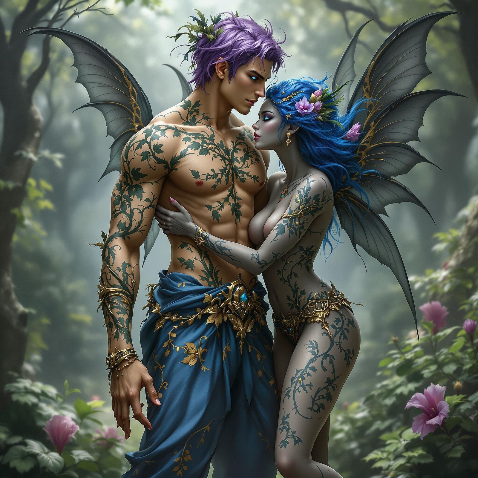 Hyperrealistic Woodland Beings in Playful Pose