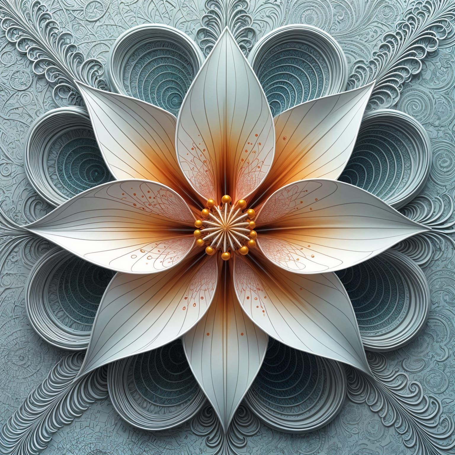 Lily Spirograph Art with Abstract Fractal Elements