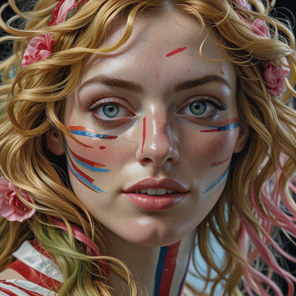 Surreal Renaissance Goddess with Golden Locks and Intricate ...