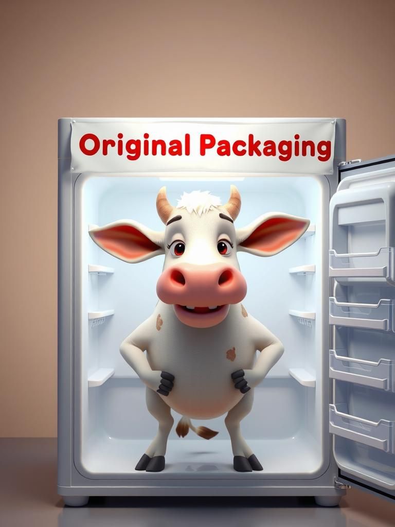 Funny Cow in Fridge: Pixar Style Milk Ad