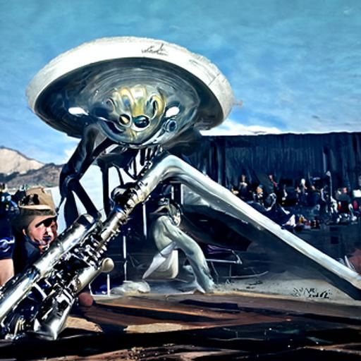 Area 51 Alien Concert, Oil Painting