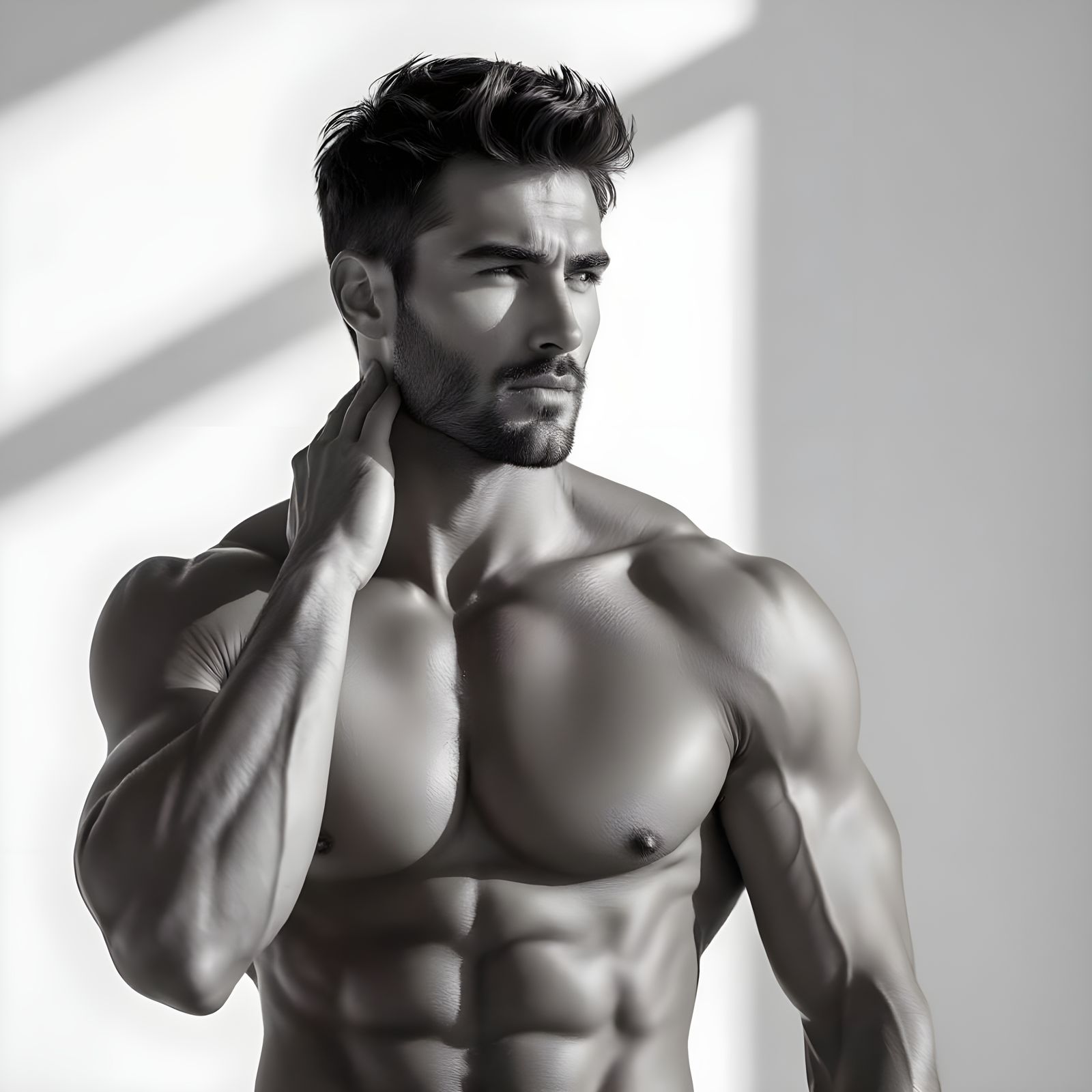 Muscular Man Portrait in Classic Style