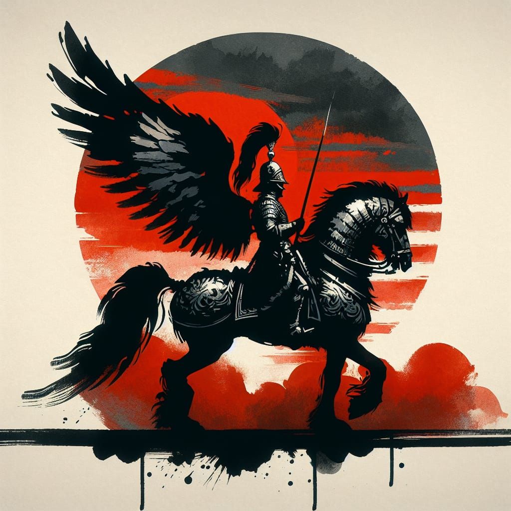 Winged Hussar Silhouette in 18th-Century Style
