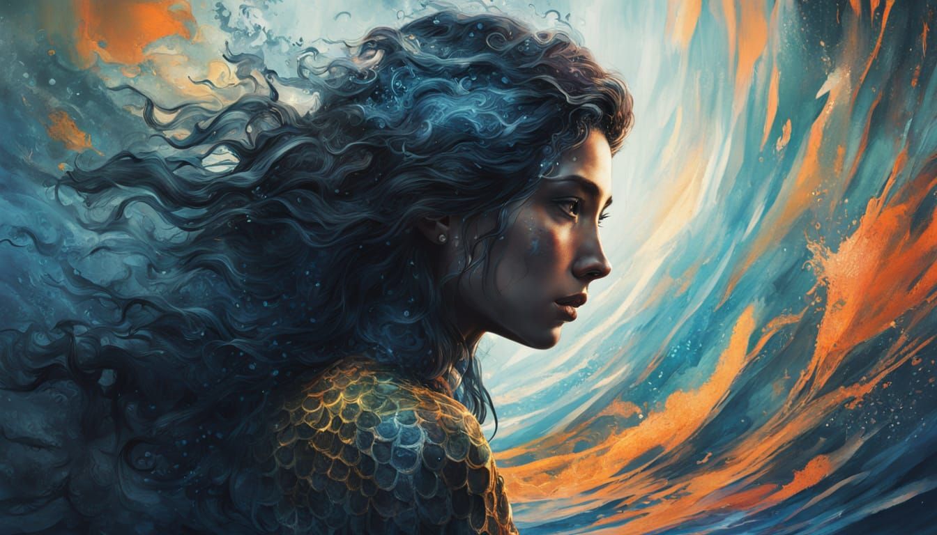 Hyperrealistic Mermaid Concept Art in Vibrant Splash Style