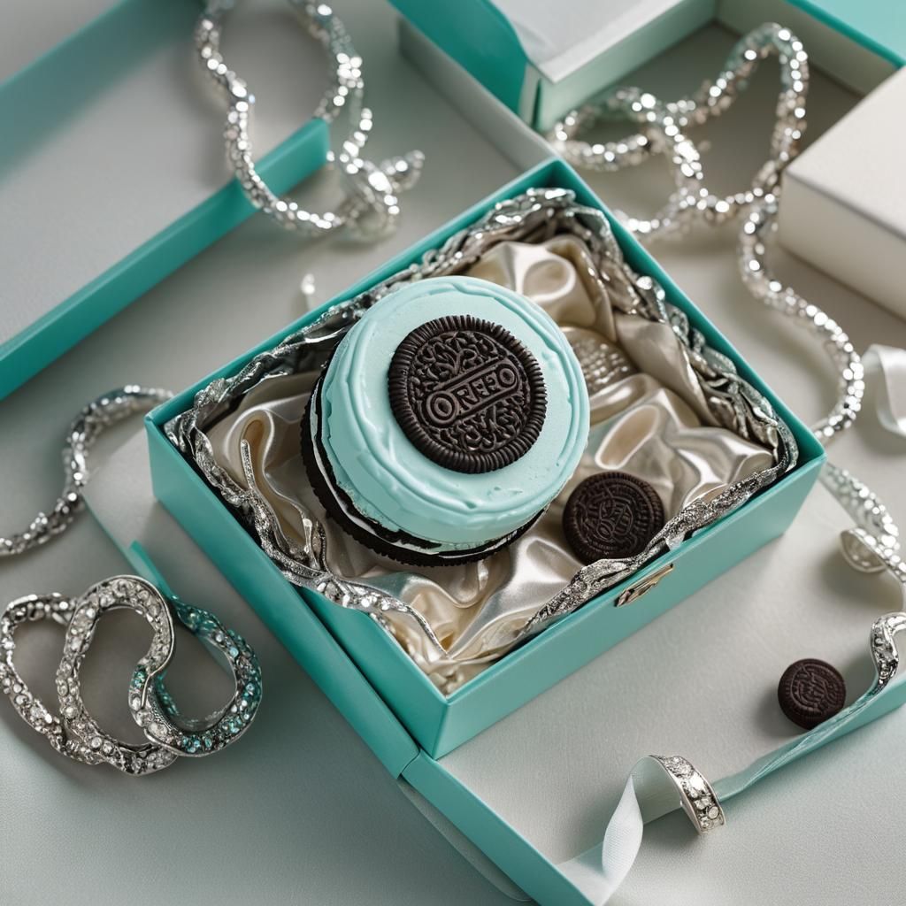 Oreo Cookie in Tiffany Box: Luxury Macro Shot