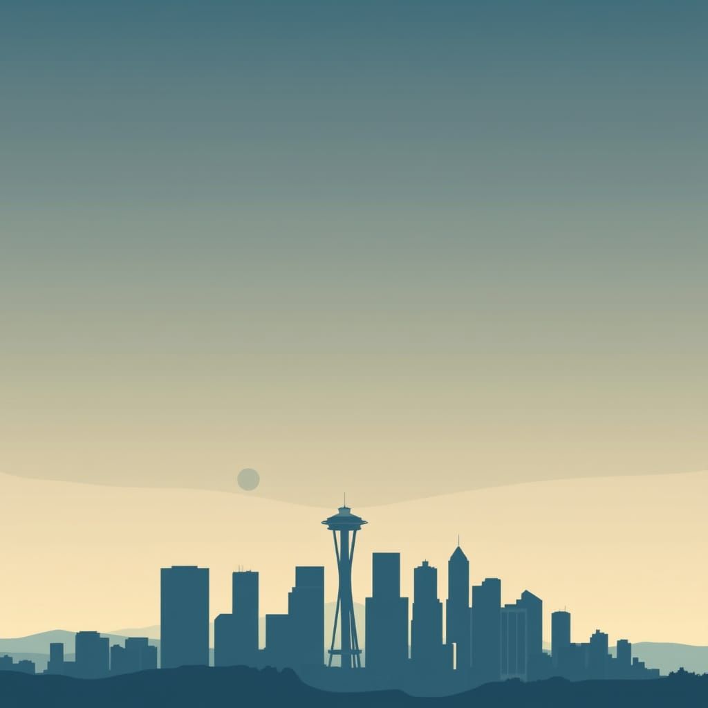 Seattle Skyline in Minimalist Silhouette