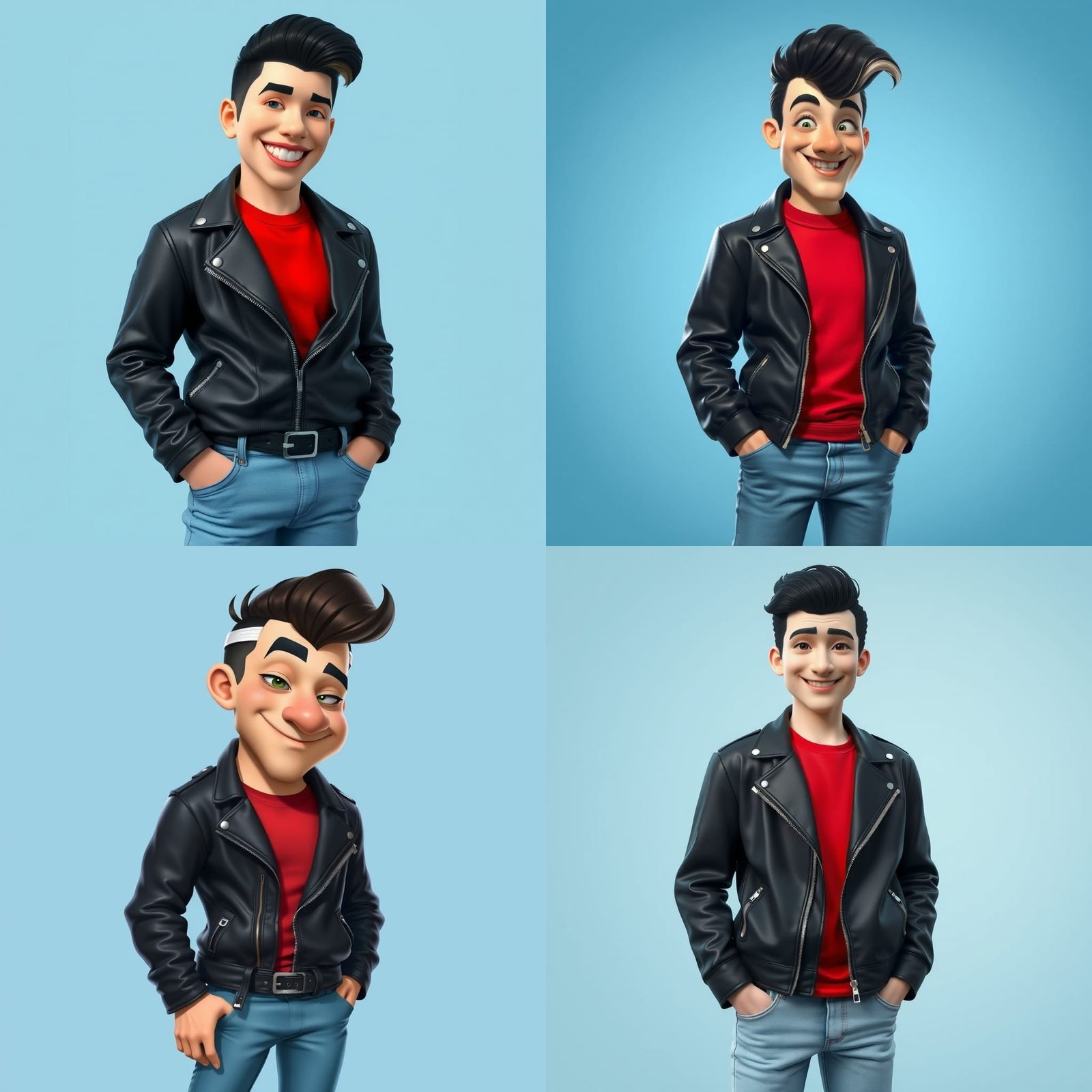 Man with Cartoon Features in Rockabilly Style
