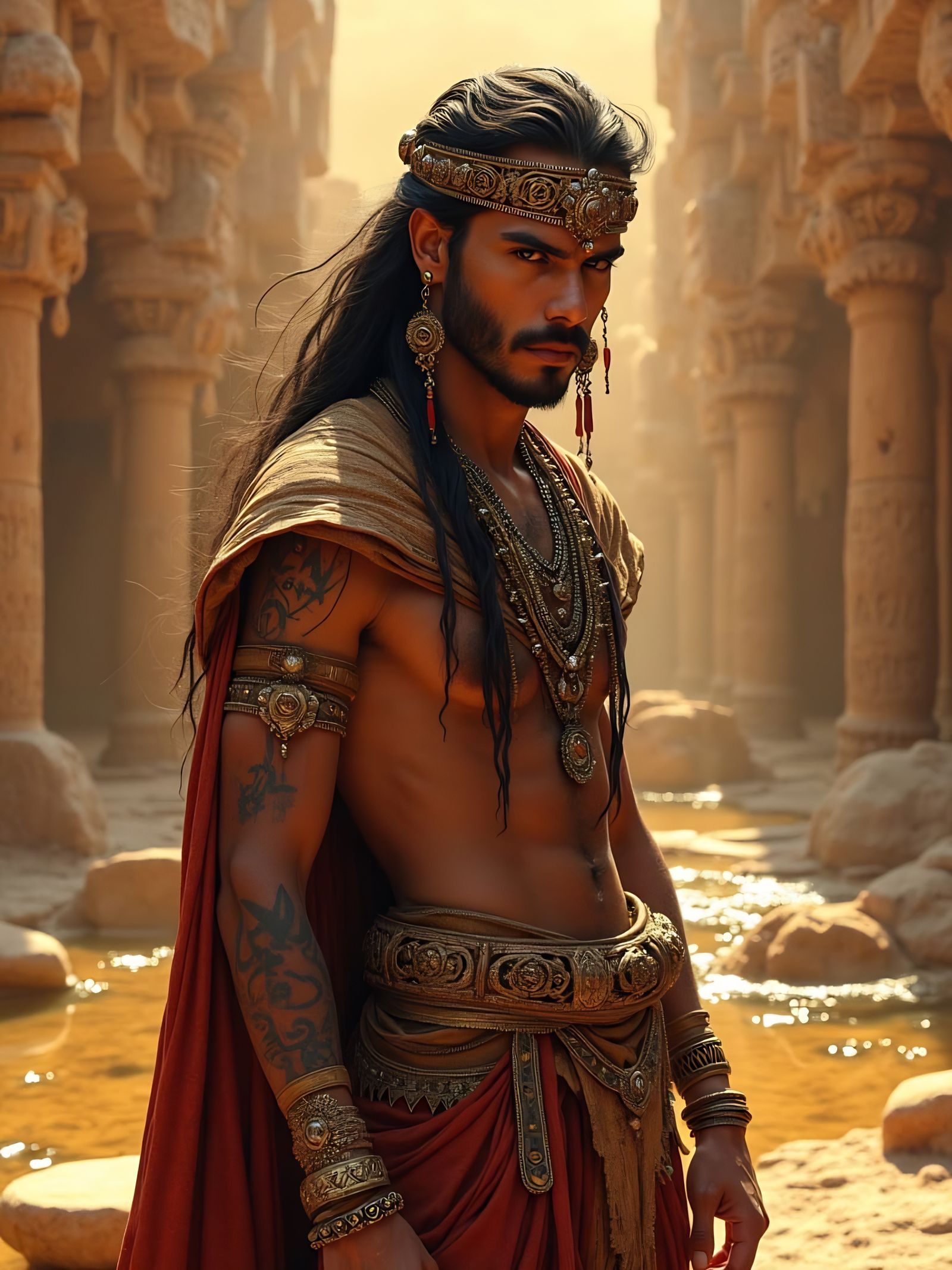 Desert Nomad in Ancient Temple Garden