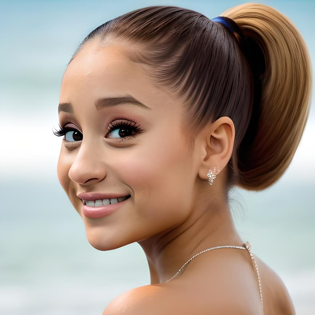 Ariana Grande Smiling at the Beach: Professional Photo
