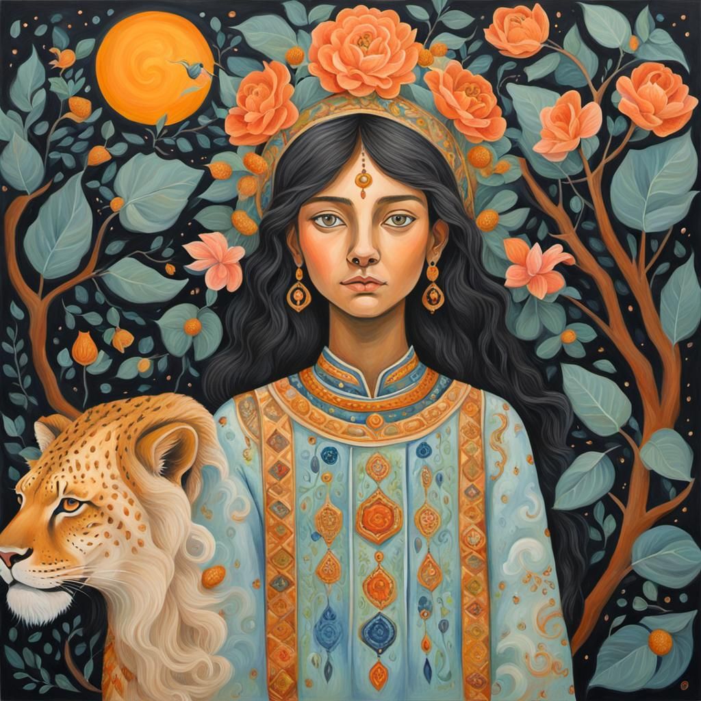Feminine Leo in Shadow: A Gouache Spirituality Painting