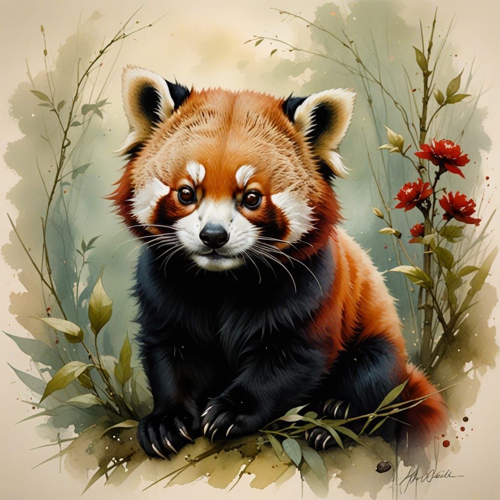 Cute Red Panda by Anne Bachelier
