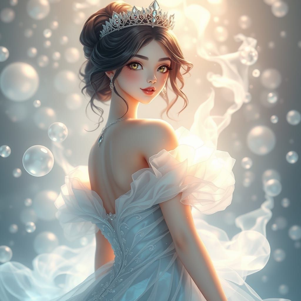 Weightless Princess in a Crystal Gown