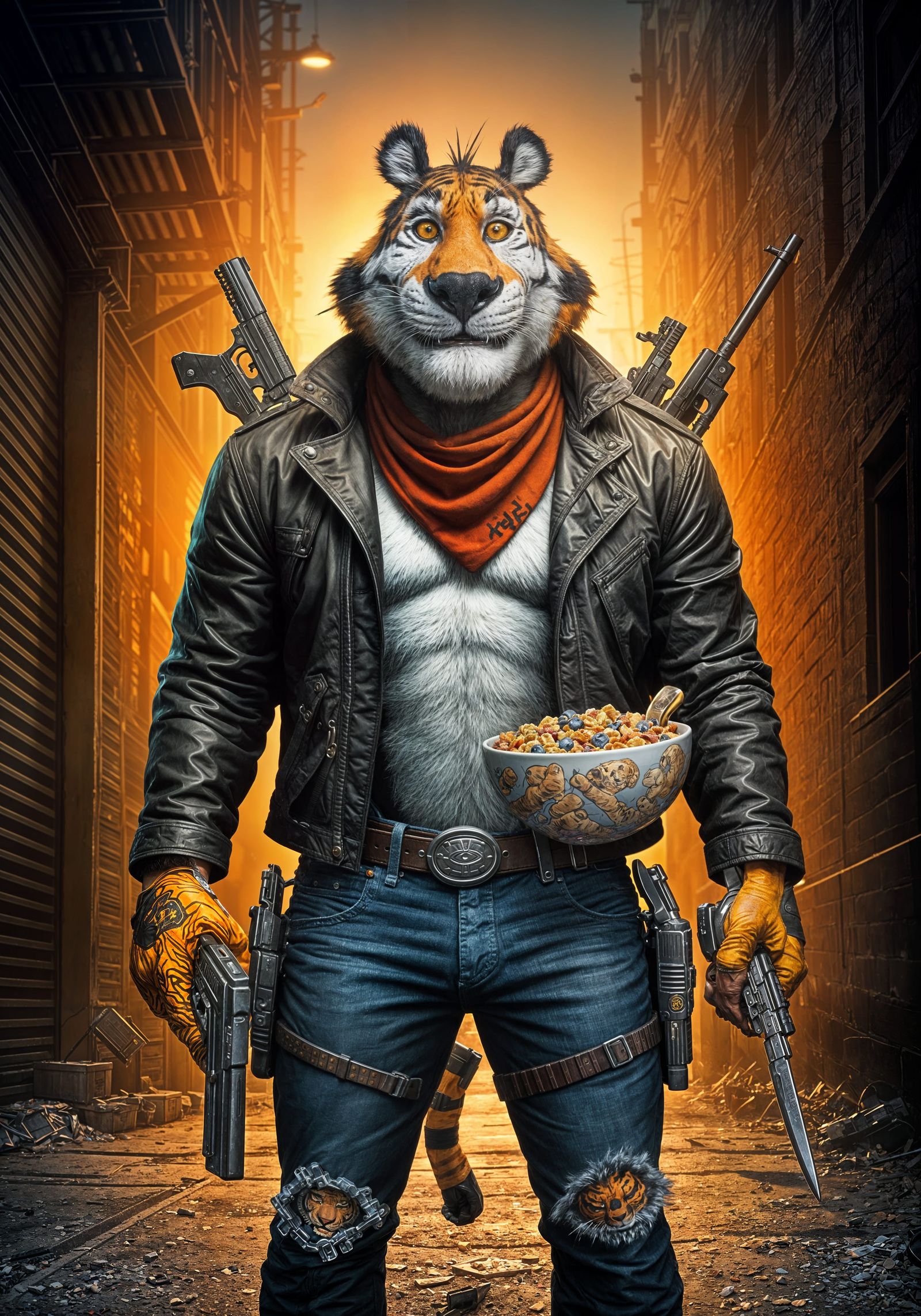 Menacing Tony the Tiger: Cereal Killer in Alleyway