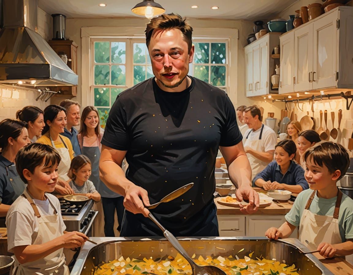 Tender Elon Musk Cooks for His Joyful Family in a Whimsical ...