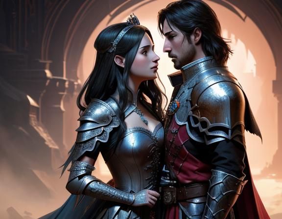 Princess and Knight in Hyperrealistic Dark Fantasy Art
