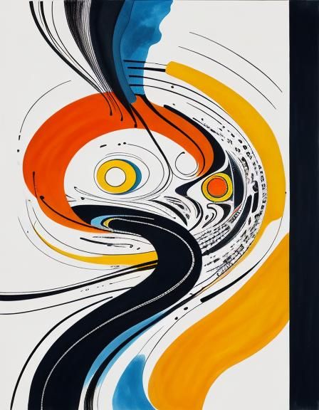 Winding River in Surreal Geometric Landscape