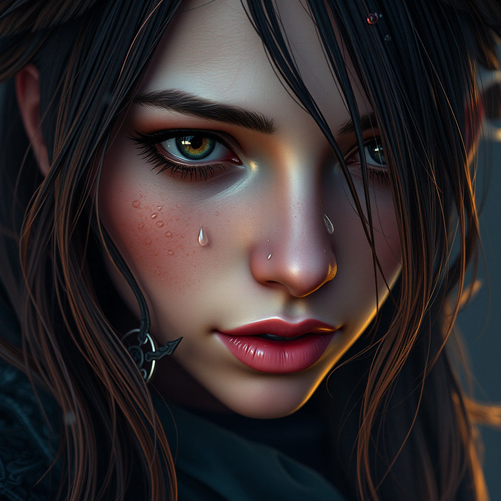 Woman with Tears: Detailed Fantasy Art
