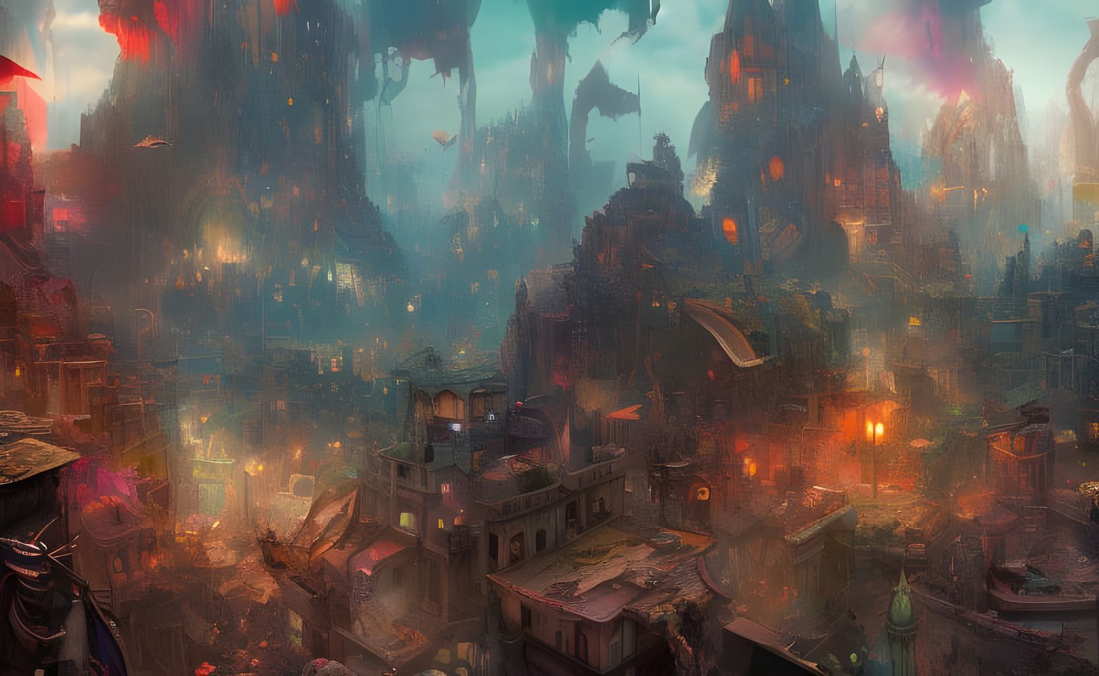 Chaotic Scene with Intricate Details in Fantasy Concept Art