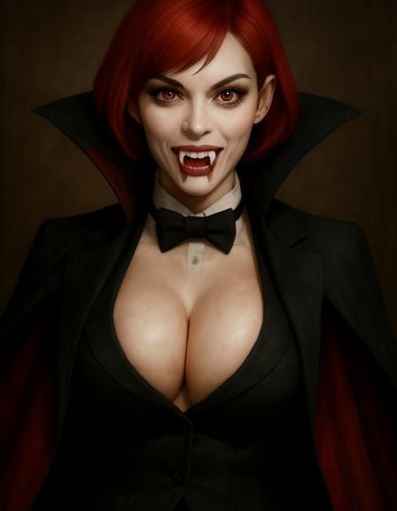 Gothic Vampire Portrait in Tuxedo and Cloak