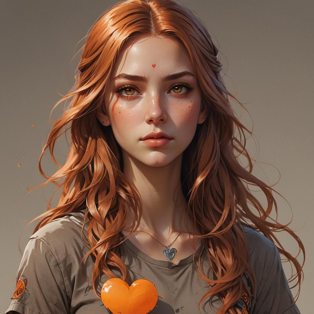Orange-Eyed Teen Portrait in Hyperdetailed Style
