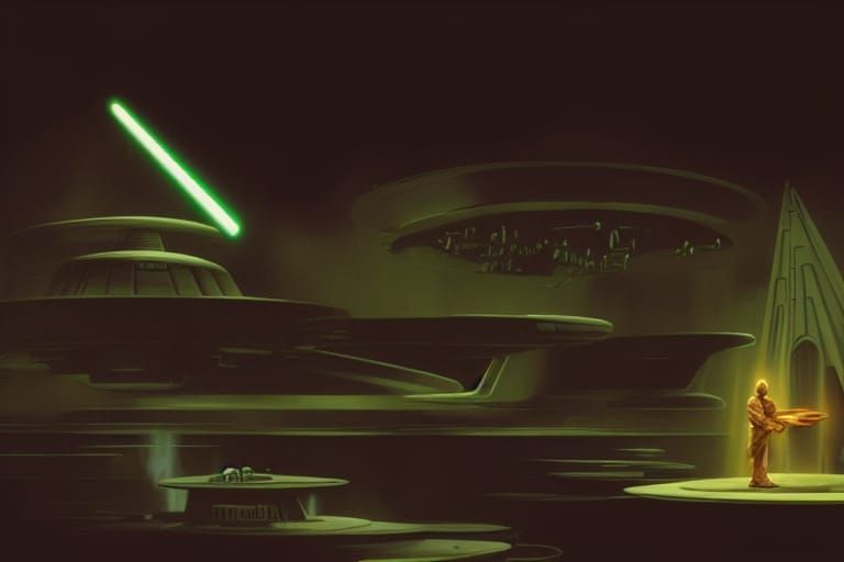 Yoda on Millennium Falcon: Sci-Fi Concept Art