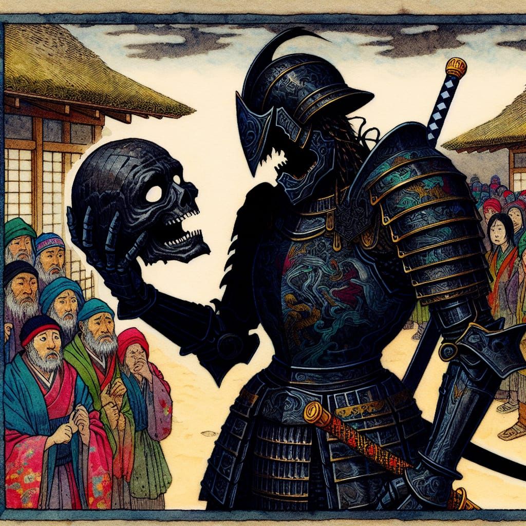 Headless Paladin with Shadow Eyes in Japanese Illustration S...
