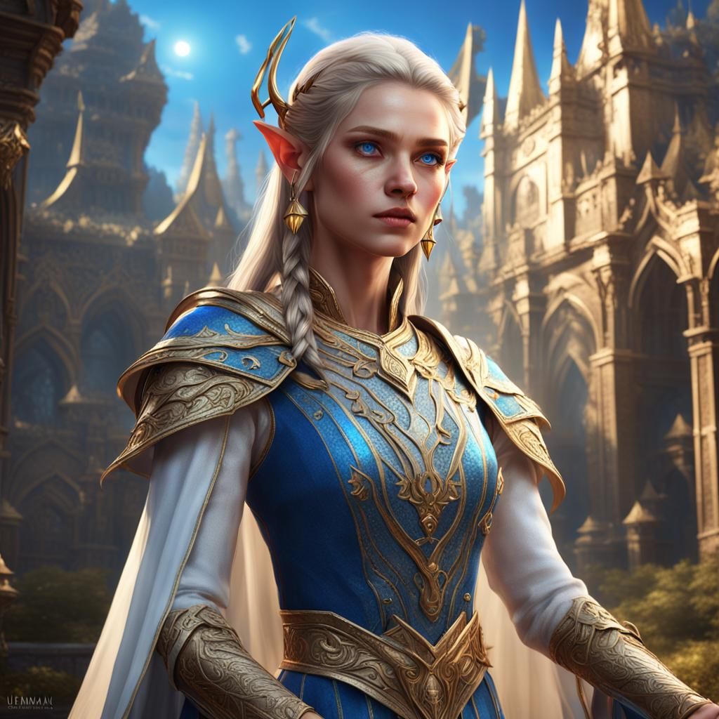 High Elf in Gold Dress: Fantasy Art