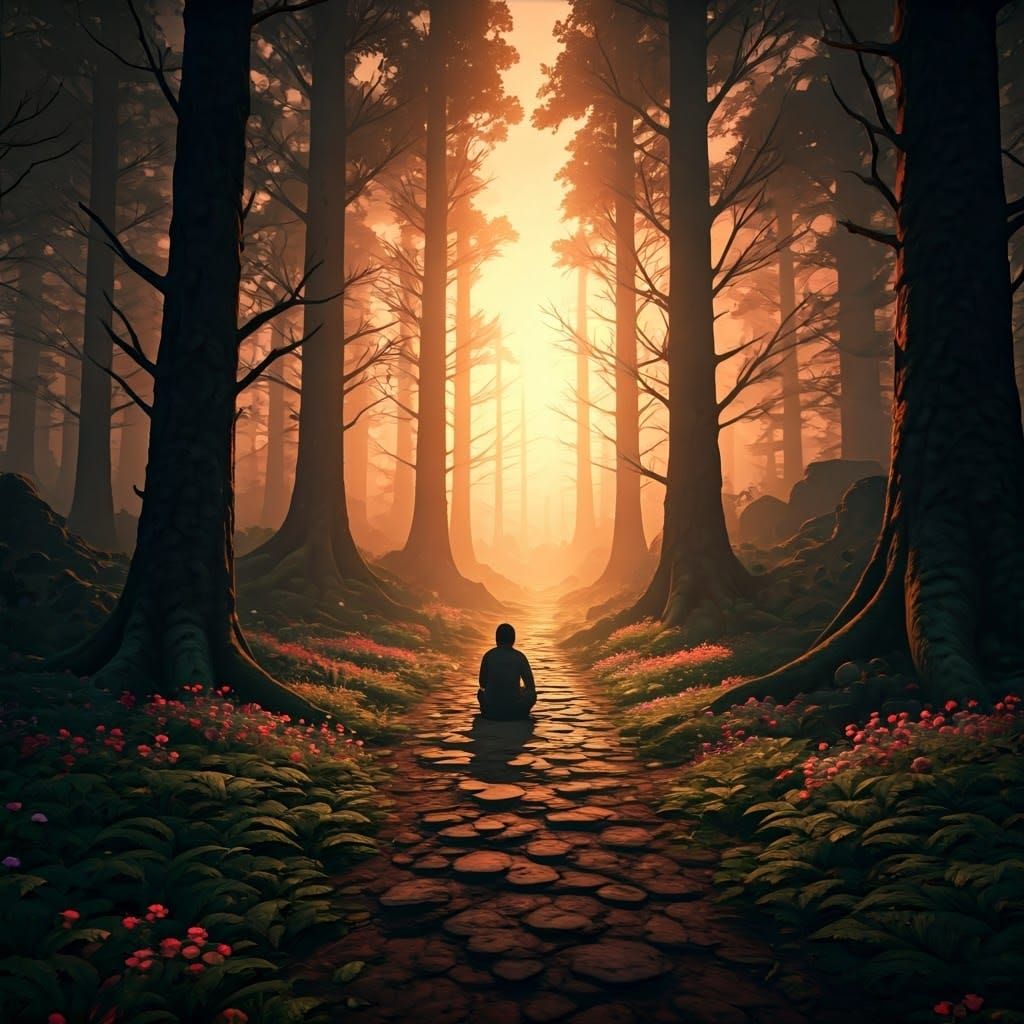 Mystical Forest Scene in Fantasy Style