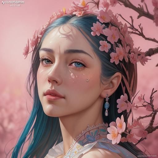 Almond Blossom Water Droplets in Dali Style