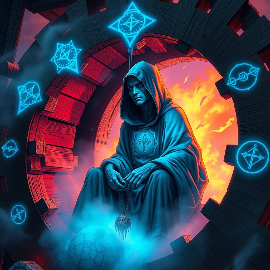 Surreal Mystic in Ancient Waterwheel