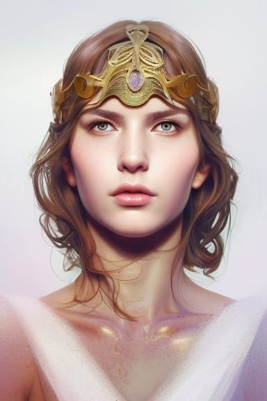 Beautiful Greek Woman Portrait in Art Nouveau Style