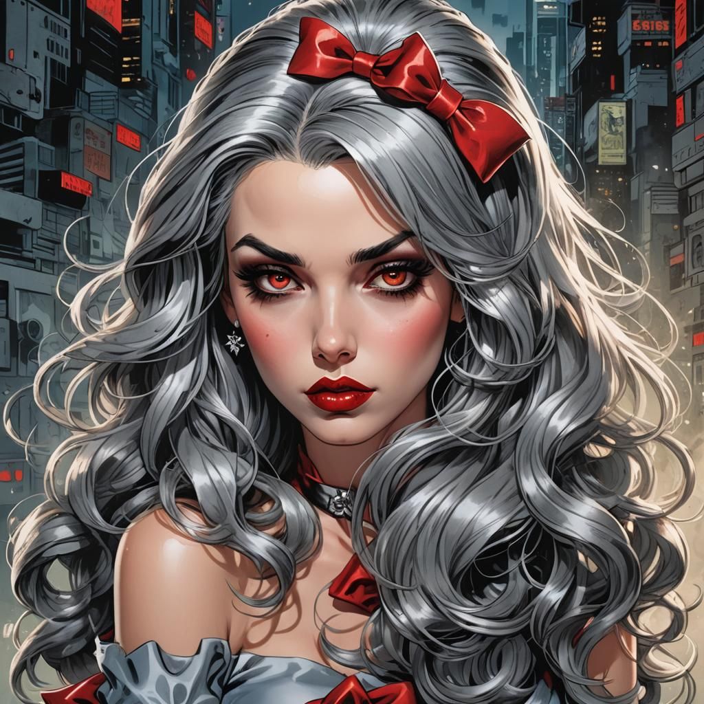 Stunning Woman with Smoky Eyes in Comic Book Art