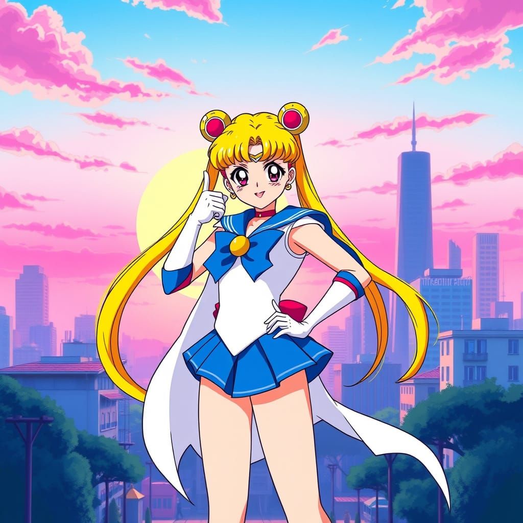 Magical Girl Sailor Moon in 90s Anime Style