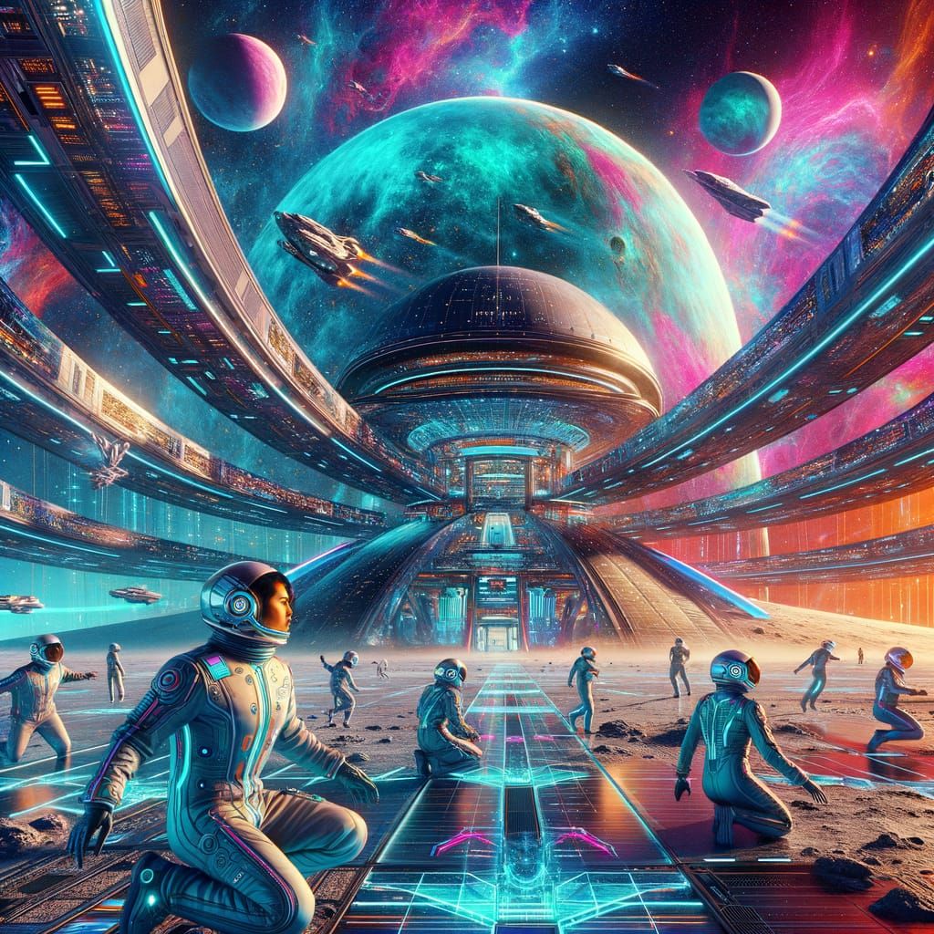 Futuristic Space Academy on Terraformed Moon