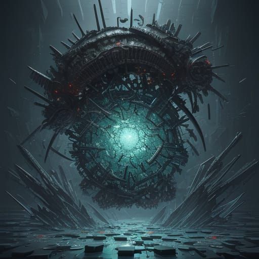 Cyberpunk Horror: Massive Centipede of Fractured Glass and M...