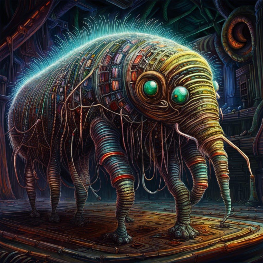 Intricate Sci-Fi Horror: Wooly Mammoth Caterpillar