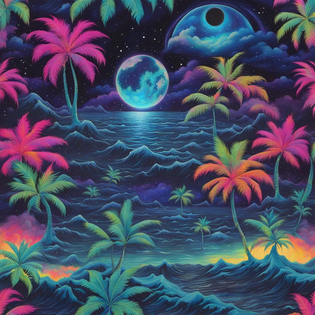 Cosmic Horror Meets Tropical Beach Street Art