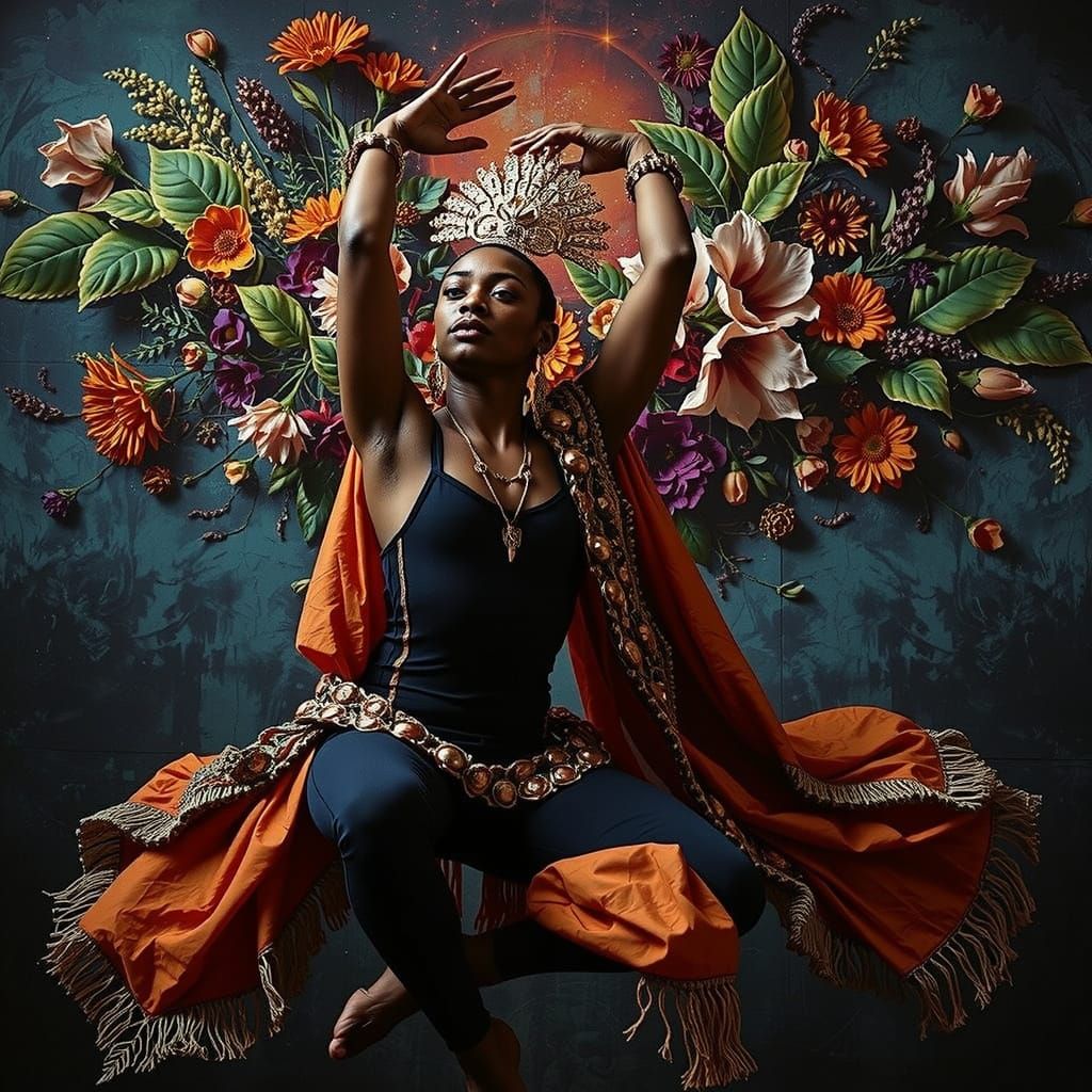 Psychedelic Garden Blooms with Cosmic Mystery