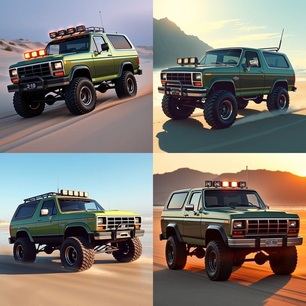 Off-Road 1983 Bronco in Two-Tone Green with KC Lights and Be...
