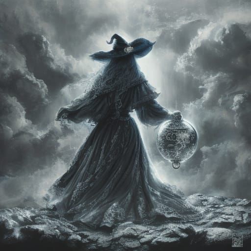 Mysterious Witch Contemplating Destiny