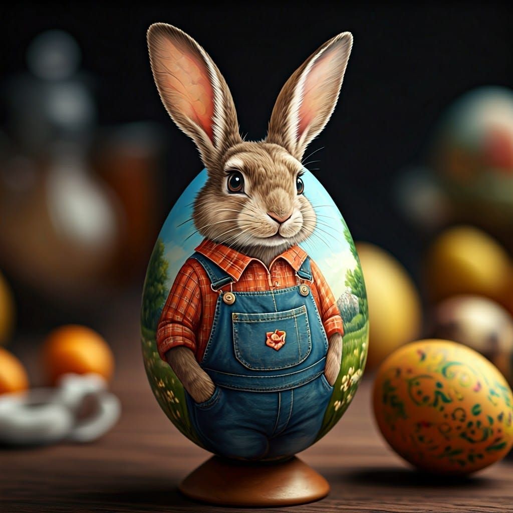 bunny funny Easter egg-paintin'