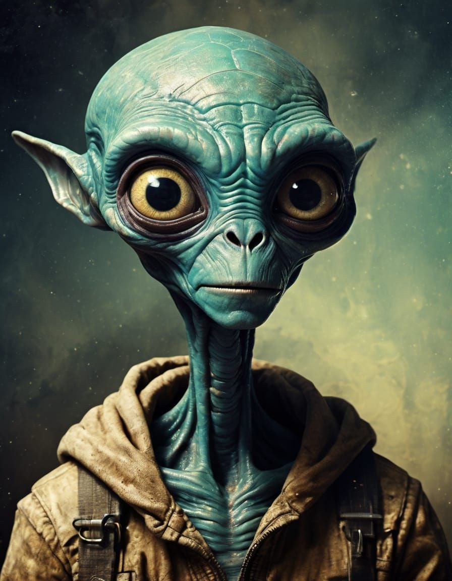 Hyperrealistic Alien Portrait in Sci-Fi Style