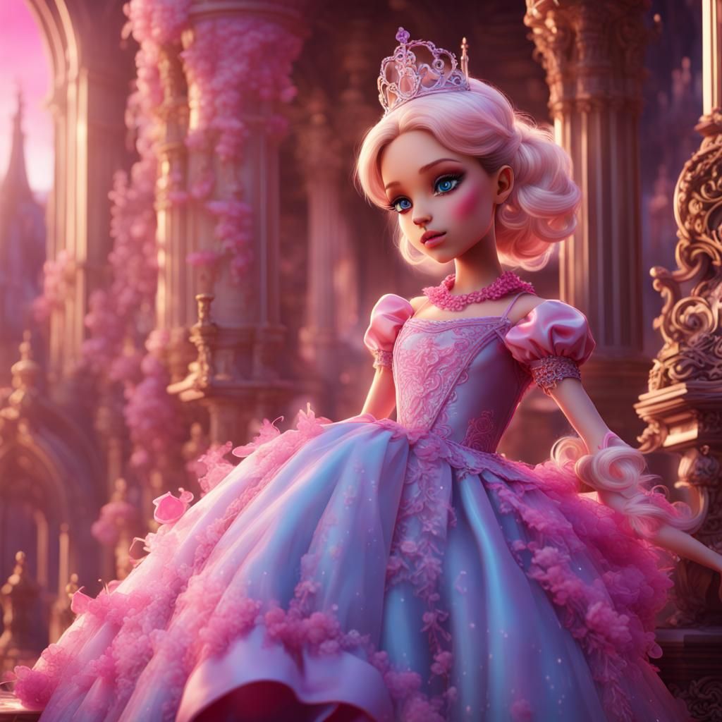 Boy Dolled Up as Barbie: Detailed Fantasy Art