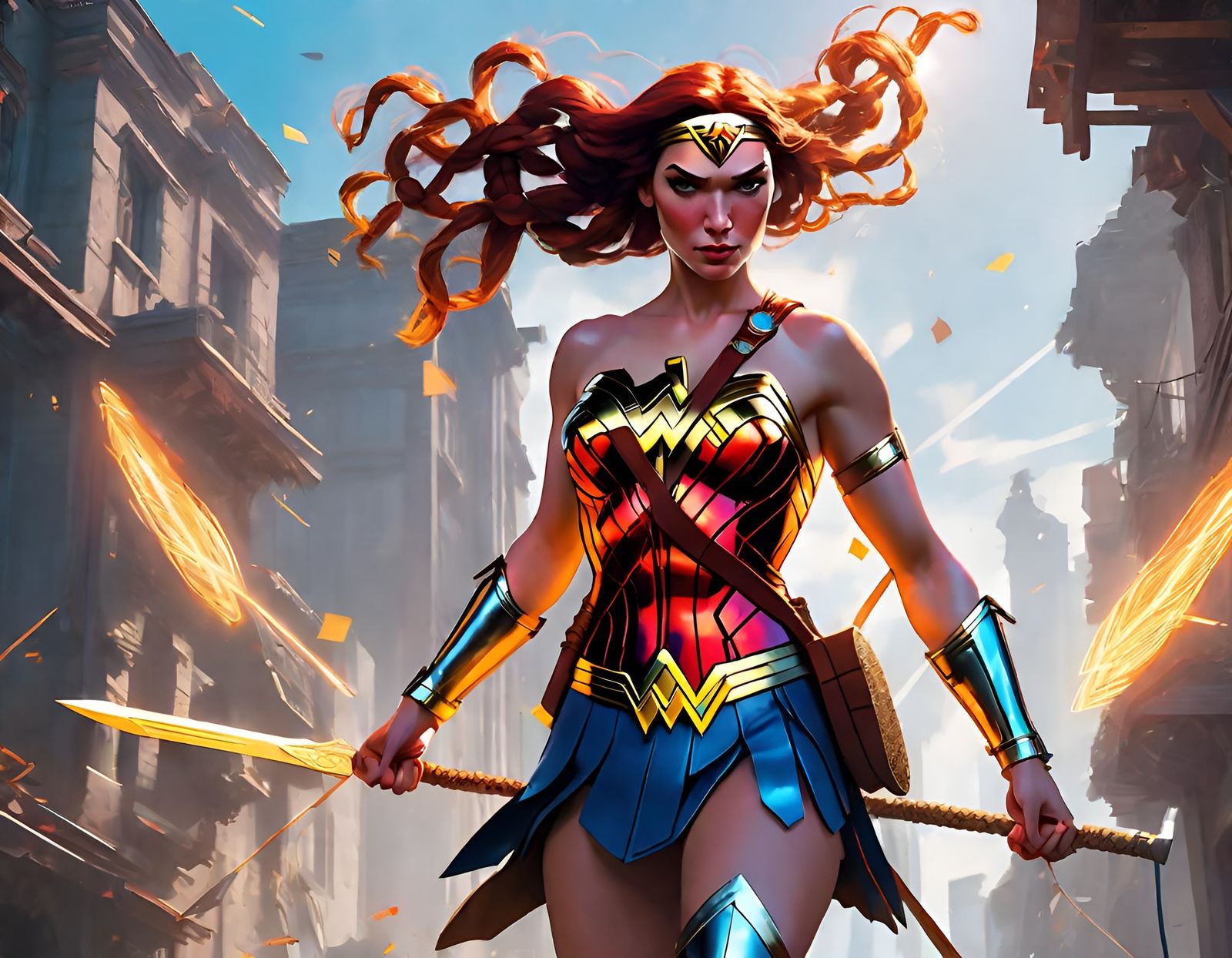 Pippi Longstocking as Wonder Woman, Hyperdetailed Art