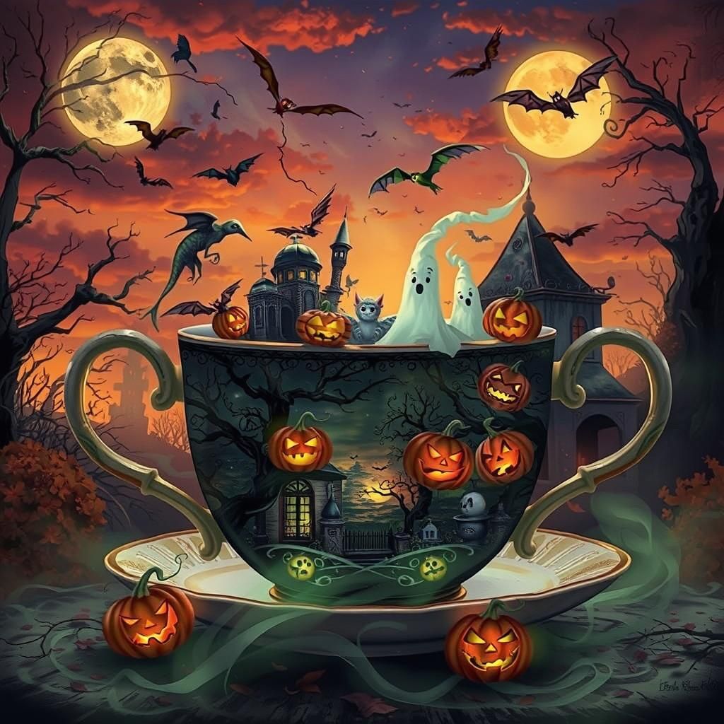 Halloween Teacup: A Mystical Miniature World