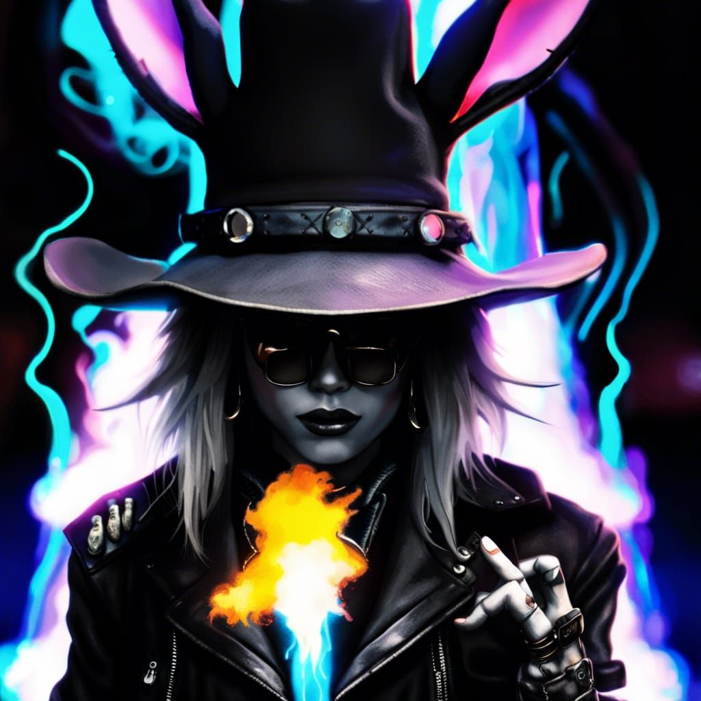 Cyberpunk Rabbit: Neon Dystopian Character