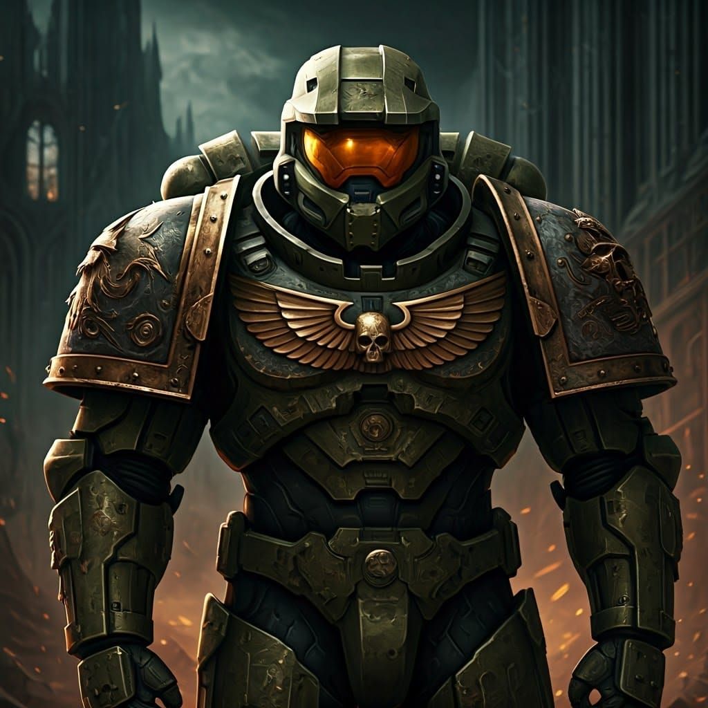 Master Chief in Grimdark Warhammer 40k Armor